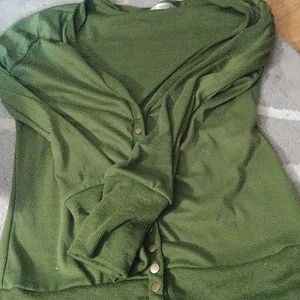 Nenona olive green brass button sweater